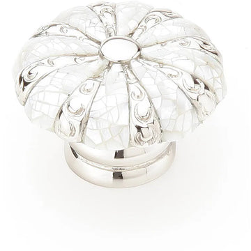 Mother of Pearl Knob, Round, Polished Nickel, 1-3/8'' dia 853-MOP/PN
