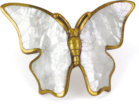 Nature Pull, Butterfly, Mother of Pearl, Paris Brass, 1-1/2'' cc 891-PAR