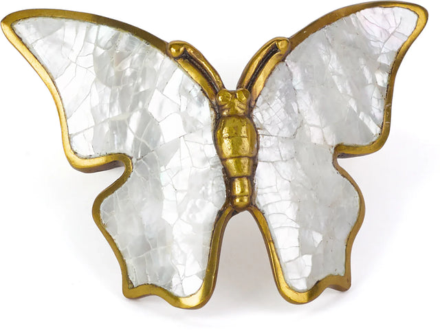Nature Pull, Butterfly, Mother of Pearl, Paris Brass, 1-1/2'' cc 891-PAR
