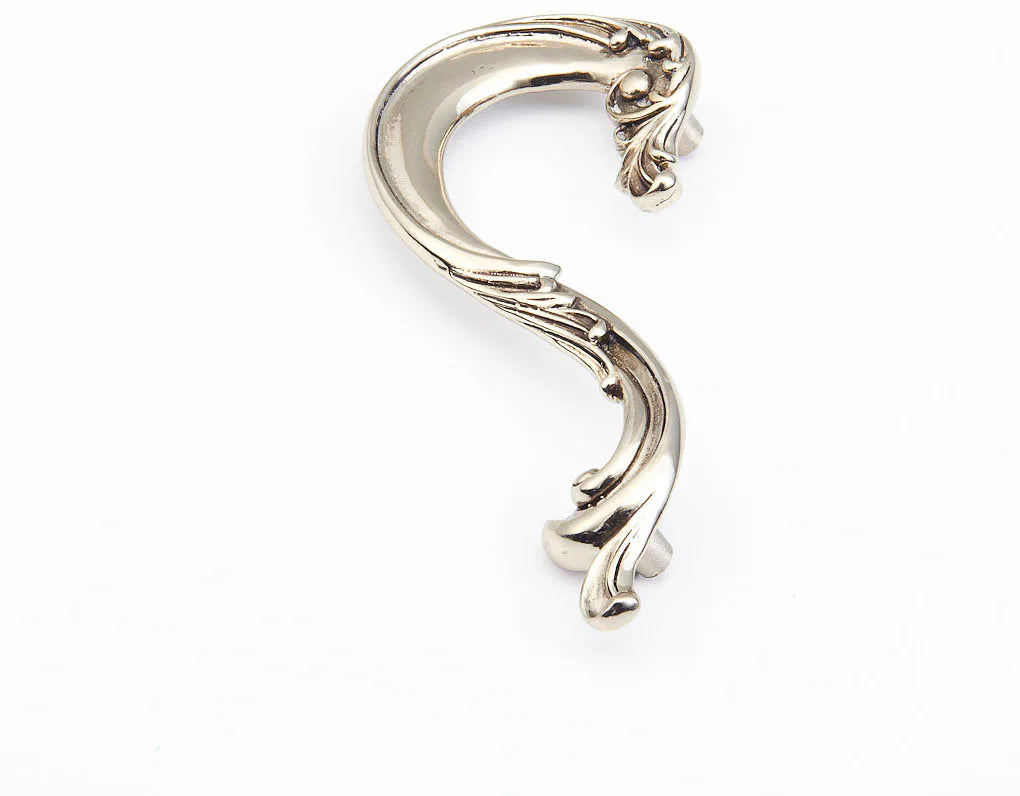 French Court Pull, Left Hand, White Brass, 3-1/2'' cc 935L-WB