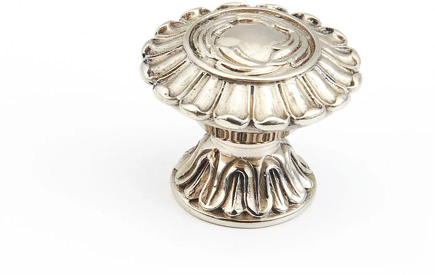 French Court Knob, Round, White Brass, 1-1/2'' dia 937-WB