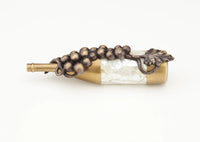 Wine Themes Pull, Wine Bottle with Grapes, Antique Brass/Dark Bronze Hi-lited, 1-1/2'' cc 944-AB/DBH