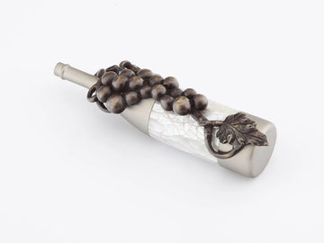 Wine Themes Pull, Wine Bottle with Grapes, Satin Nickel/Dark Bronze Hi-lited, 1-1/2'' cc 944-SN/DBH