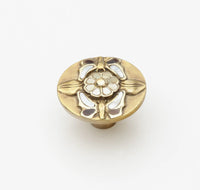 Heirloom Treasures Knob, Round, Penshell/Mother of Pearl, Antique Brass, 1-1/2'' dia 954K-AB