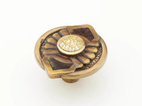 Heirloom Treasures Knob, Round, Mother of Pearl/Violet Oyster, Antique Brass, 1-11/16'' dia 958K-AB