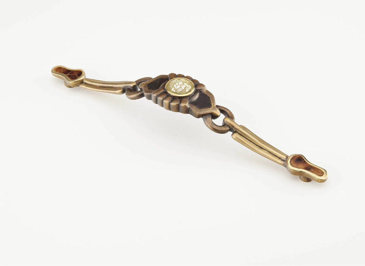 Heirloom Treasures Pull, Mother of Pearl/Violet Oyster, Antique Brass, 6-1/2'' cc 958P-AB
