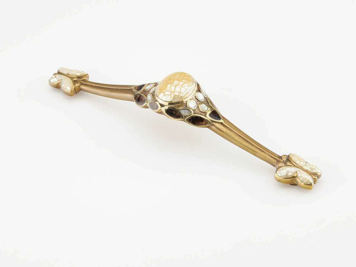 Heirloom Treasures Pull, Penshell/Mother of Pearl, Polished Brass/Antique Brass, 6'' cc 960P-PB/AB