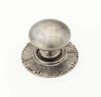 Sunburst Round Knob with Backplate, Silver Antique, 1-1/4'' dia 970-SA