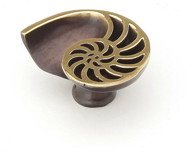 Nature Knob, Shell, Right, Polished Brass, Dark Bronze, 1-1/2'' x 1-1/4'' 980R-PB/BZ