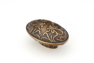 Cantata Knob, Oval, Dark Italian Antique, 5/8'' cc, 1-1/4'' x 2'' 993-DIA