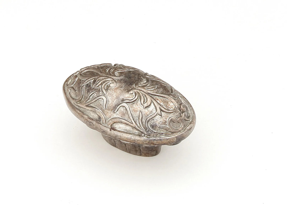 Cantata Knob, Oval, Monticello Silver, 5/8'' cc, 1-1/4'' x 2'' 993-MSL