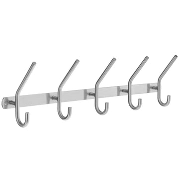 BESLAGSBODEN Hat and Coat Rack, 5 Hooks, Brushed Stainless Steel B1005