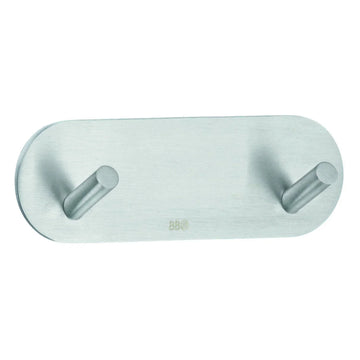BESLAGSBODEN Design Double Hook mini in Brushed Stainless Steel Self-adhesive B1081