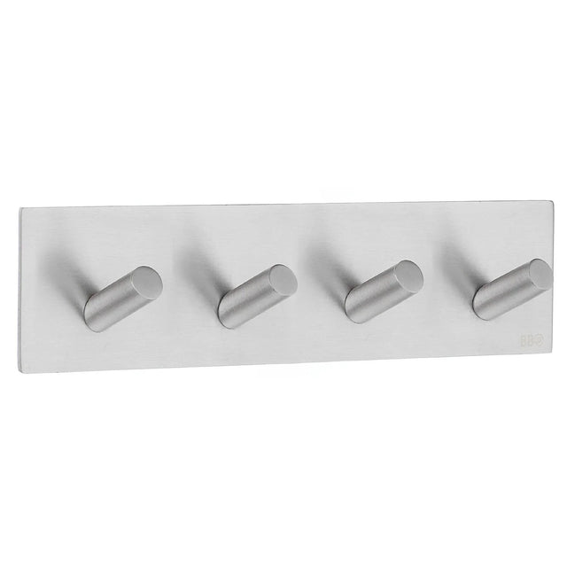 BESLAGSBODEN Design Quadruple Hook in Brushed Stainless Steel Self-adhesive B1096