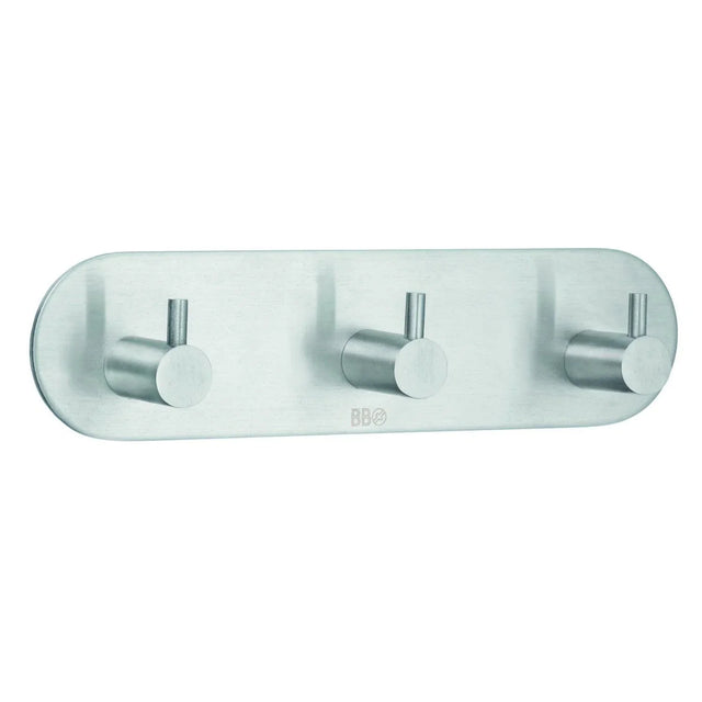 BESLAGSBODEN Triple Hook in Brushed Stainless Steel Self-adhesive B1103
