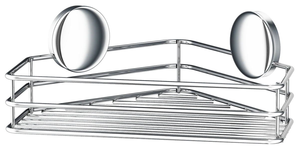 Self Adhesive Single Corner Shower Basket In Polished Chrome B1201