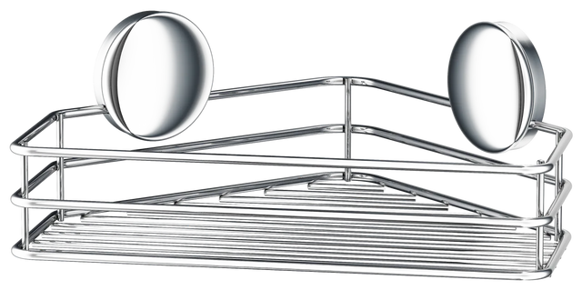 Self Adhesive Single Corner Shower Basket In Polished Chrome B1201