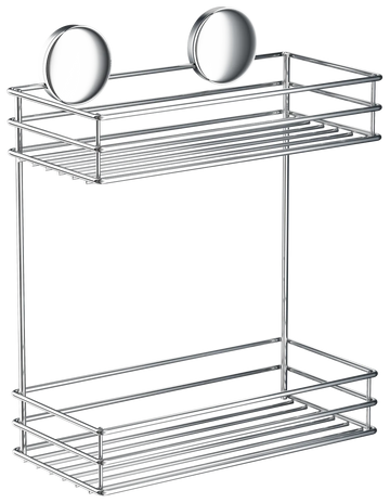 Self Adhesive Double Shower Basket In Polished Chrome B1202
