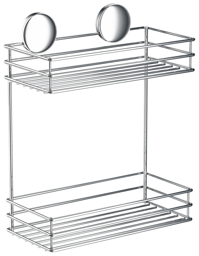 Self Adhesive Double Shower Basket In Polished Chrome B1202