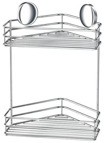 Self Adhesive Double Corner Shower Basket In Polished Chrome B1203