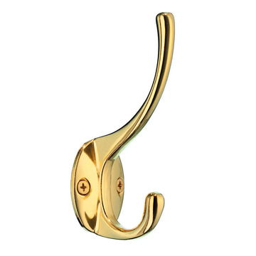 BESLAGSBODEN Hat and Coat Hook in Polished Brass Finish, Height 110 mm B247