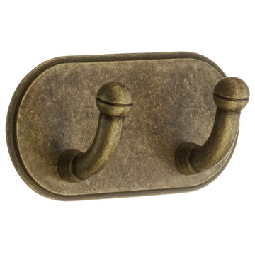 BESLAGSBODEN Design Double Hook in Antique Brass Finish Self-adhesive BA1121