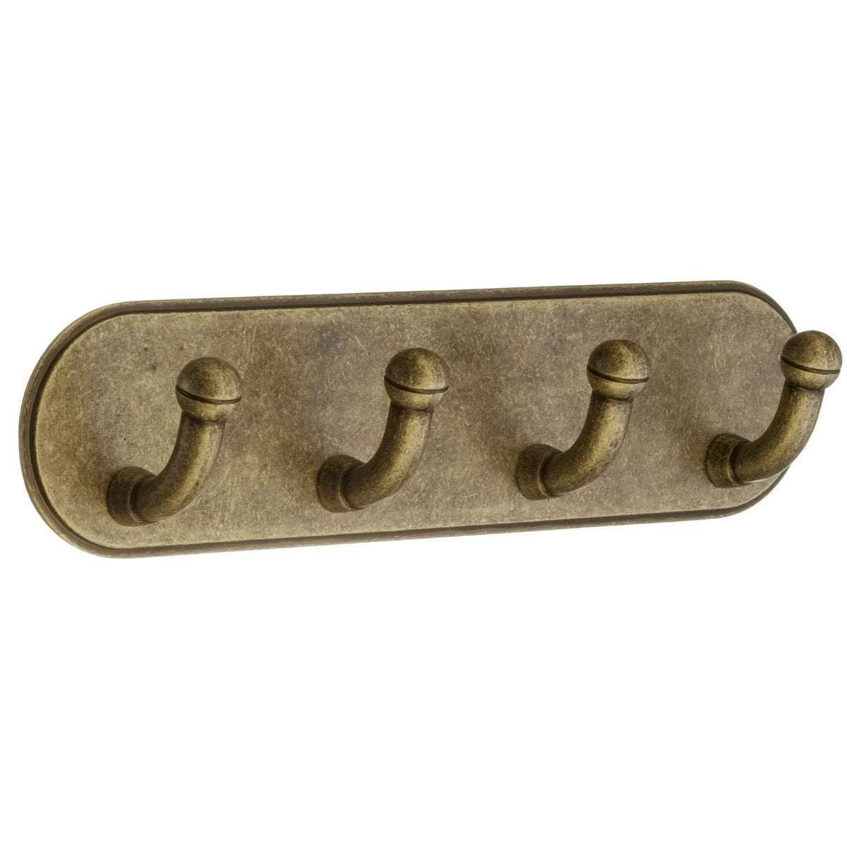 BESLAGSBODEN Design Quadruple Hook in Antique Brass Finish Self-adhesive BA1124