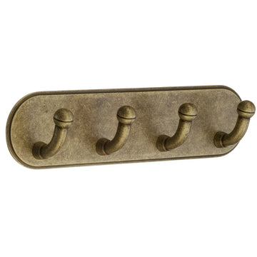 BESLAGSBODEN Design Quadruple Hook in Antique Brass Finish Self-adhesive BA1124