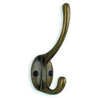 BESLAGSBODEN Hat and Coat Hook in Antique Brass Finish, Height 110 mm BA247