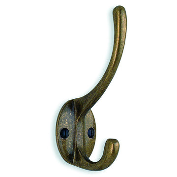 BESLAGSBODEN Hat and Coat Hook in Antique Brass Finish, Height 110 mm BA247