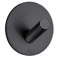 BESLAGSBODEN Design Single Hook in Matt Black Stainless Steel Self-adhesive BB1090