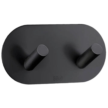 BESLAGSBODEN Design Double Hook in Matt Black Stainless Steel Self-adhesive BB1091