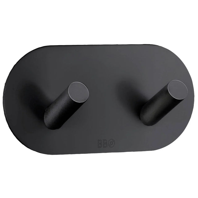 BESLAGSBODEN Design Double Hook in Matt Black Stainless Steel Self-adhesive BB1091
