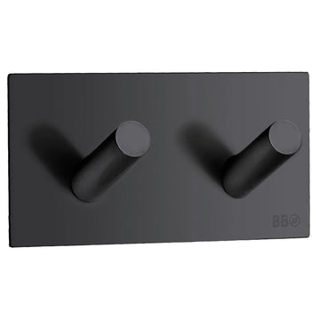 BESLAGSBODEN Design Double Hook in Matt Black Stainless Steel Self-adhesive BB1093