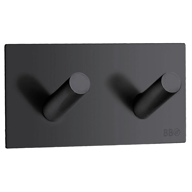 BESLAGSBODEN Design Double Hook in Matt Black Stainless Steel Self-adhesive BB1093
