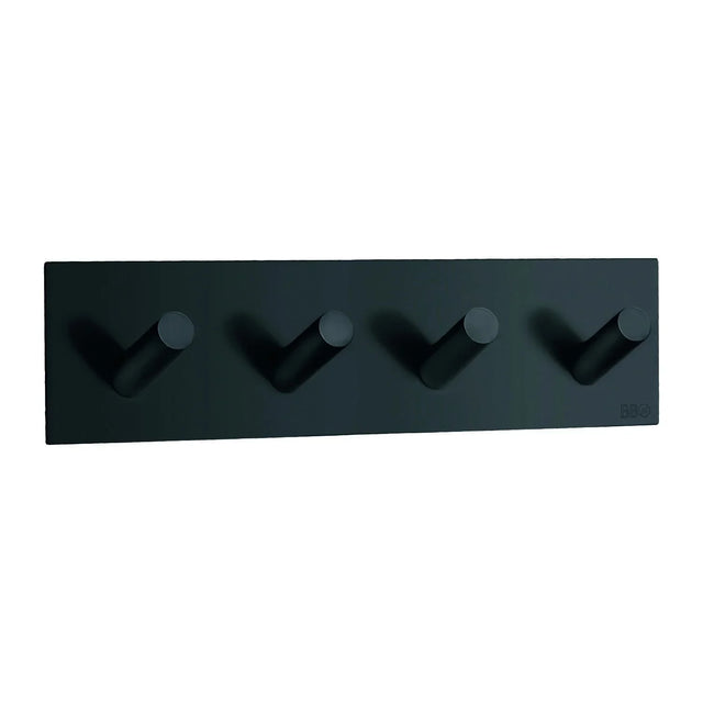 BESLAGSBODEN Design Quadruple Hook in Matt Black Stainless Steel Self-adhesive BB1096