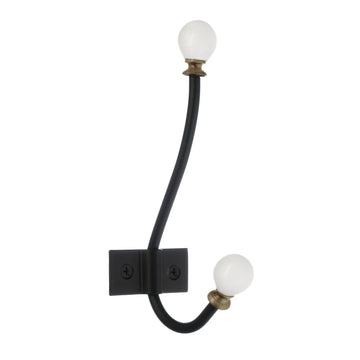 BESLAGSBODEN Coat and Hat Hook, Black/White knob BB1501