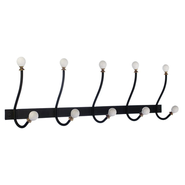 BESLAGSBODEN Coat and Hat Rack, Five Hooks, Black/White knob BB1505