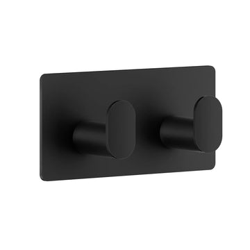 CUBE Double Towel hook. Black. Self adhesive. BB456