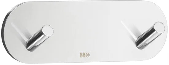 BESLAGSBODEN Design Double Hook mini in Polished Stainless Steel Self-adhesive BK1081
