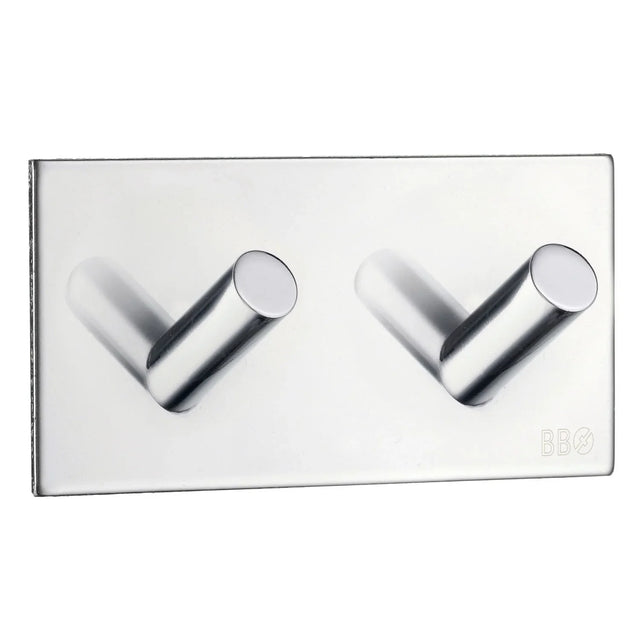 BESLAGSBODEN Design Double Hook in Polished Stainless Steel Self-adhesive BK1093