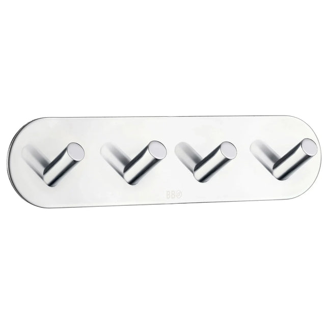 BESLAGSBODEN Design Quadruple Hook in Polished Stainless Steel Self-adhesive BK1094