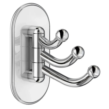 BESLAGSBODEN Design Triple Hook, Swingable in Polished Chrome Self-adhesive BK1123