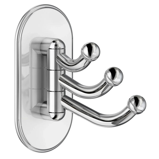 BESLAGSBODEN Design Triple Hook, Swingable in Polished Chrome Self-adhesive BK1123