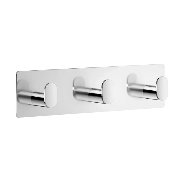 CUBE Triple Hook. Polished. Self adhesive. 192 x 48 mm. BK459