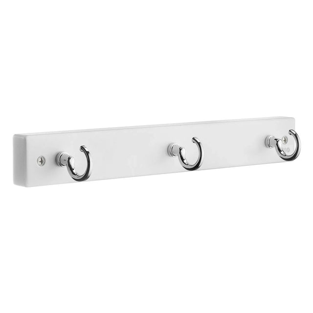 BESLAGSBODEN Coat Rack, 3 hooks, White/Polished Chrome, L 300 mm BX1013