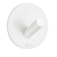 BESLAGSBODEN Design Single Hook in Matt White Stainless Steel Self-adhesive BX1090