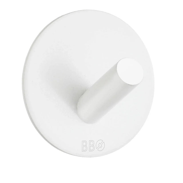 BESLAGSBODEN Design Single Hook in Matt White Stainless Steel Self-adhesive BX1090