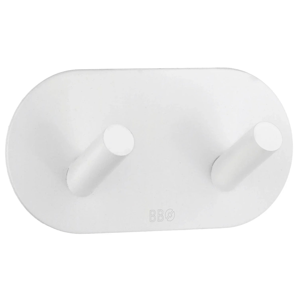 BESLAGSBODEN Design Double Hook in Matt White Stainless Steel Self-adhesive BX1091