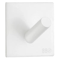 BESLAGSBODEN Design Single Hook in Matt White Stainless Steel Self-adhesive BX1092